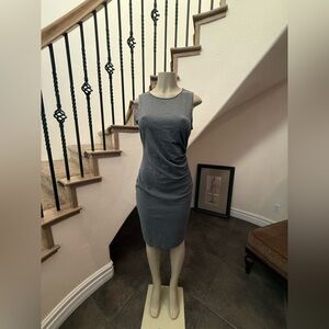 Brooks Brothers Red Fleece Gray Ruched Sheath Dress Sleeveless Stretch Size S